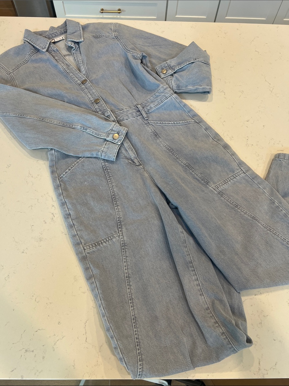 Zara Light Blue Denim jumpsuit